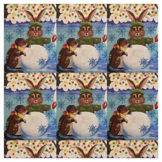 "Mrs Butterfield's Snowman" Stof (Swatch)