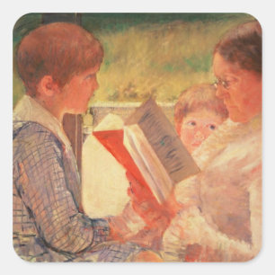 Mrs Cassatt Reading to her Grandchildren, 1888 Vierkante Sticker