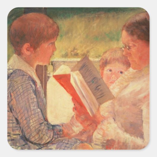 Mrs Cassatt Reading to her Grandchildren, 1888 Vierkante Sticker (Voorkant)
