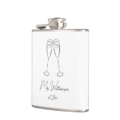 Mrs Champagne Glass Bride Wedding Pas getrouwd Paa Heupfles (Links)