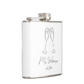 Mrs Champagne Glass Bride Wedding Pas getrouwd Paa Heupfles (Rechts)
