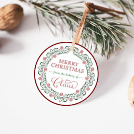 Mrs Claus’ Bakkerij Kerstvakantie traktatie Bedankjes Labels