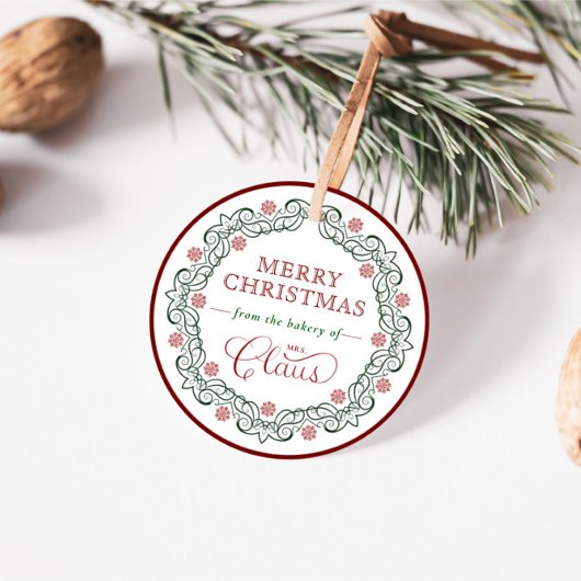 Mrs Claus’ Bakkerij Kerstvakantie traktatie Bedankjes Labels