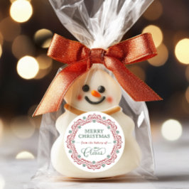 Mrs Claus’ Bakkerij Kerstvakantie traktatie Ronde Sticker