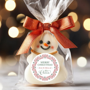 Mrs Claus’ Bakkerij Kerstvakantie traktatie Ronde Sticker