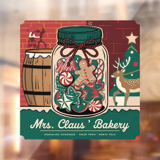Mrs Claus bakkerij vintage Raamsticker (Vel 2)