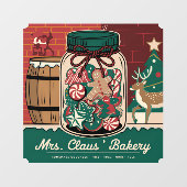 Mrs Claus bakkerij vintage Raamsticker (Vel)