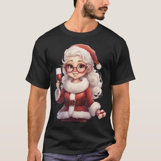 Mrs Claus Cheers Christmas T-shirt (Voorkant)