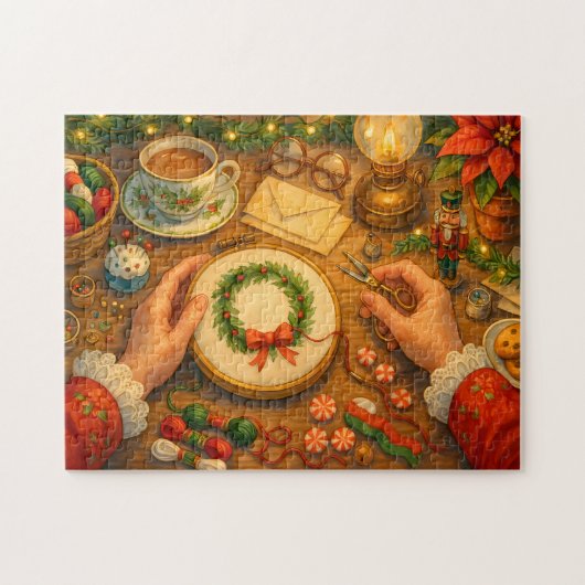 Mrs. Claus Christmas Craft Holiday Sewing Scene Legpuzzel (Horizontaal)