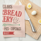 Mrs Claus Gingerbread Bakkerij Kerstmis Theedoek (Quarter Fold)