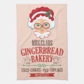 Mrs Claus Gingerbread Bakkerij Kerstmis Theedoek (Verticaal)
