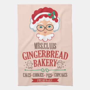 Mrs Claus Gingerbread Bakkerij Kerstmis Theedoek