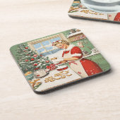 Mrs Claus Holiday Baking Delight Bier Onderzetter (Linkerzijde)