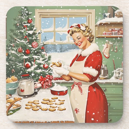 Mrs Claus Holiday Baking Delight Bier Onderzetter (Voorkant)