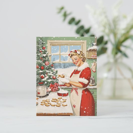 Mrs Claus Holiday Baking Delight Briefkaart (Staand voorkant)