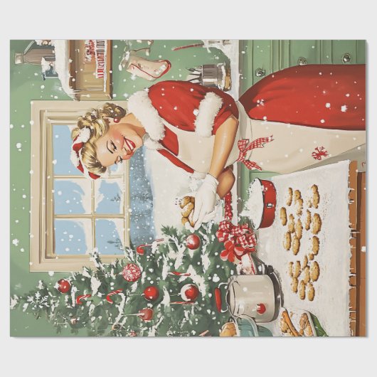 Mrs Claus Holiday Baking Delight Cadeaupapier (Vlak)