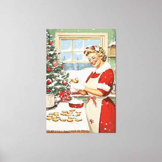 Mrs Claus Holiday Baking Delight Canvas Afdruk (Voorkant)