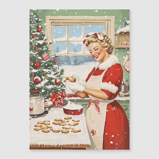 Mrs Claus Holiday Baking Delight Magnetische Uitnodiging (Voorkant)