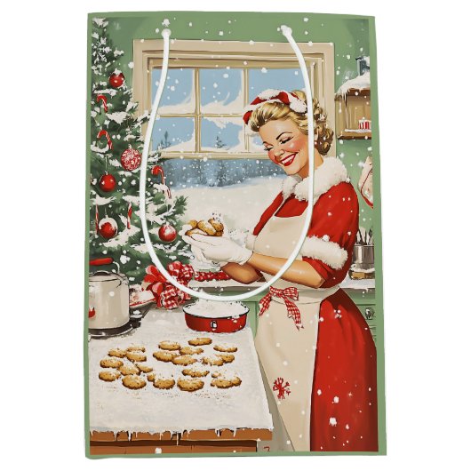 Mrs Claus Holiday Baking Delight Medium Cadeauzakje (Voorkant)