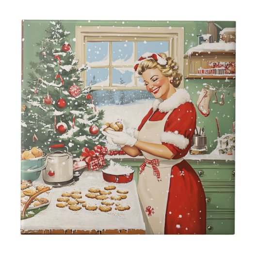 Mrs Claus Holiday Baking Delight Tegeltje (Voorkant)
