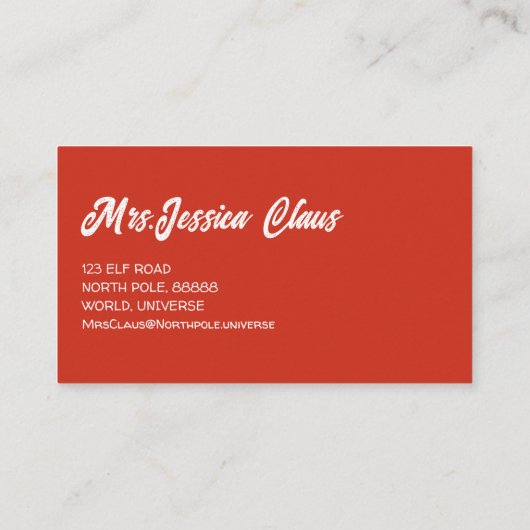 Mrs Claus Holiday Baking Delight Visitekaartje (Achterkant)