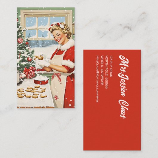 Mrs Claus Holiday Baking Delight Visitekaartje (Voorkant / Achterkant)