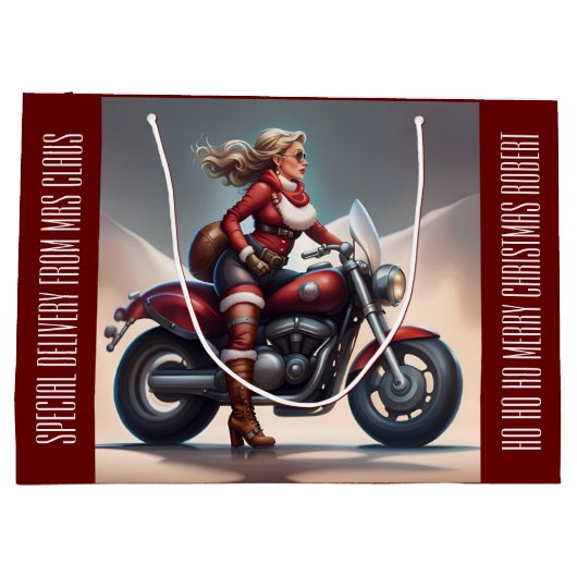 Mrs Claus Levering gepersonaliseerd Groot Cadeauzakje (Achterkant)