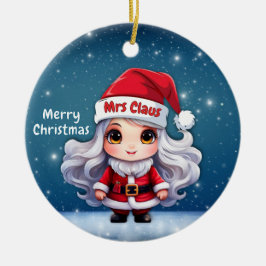 Mrs Claus Santa Hat🤶 🎄 Keramisch Ornament