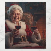 Mrs Claus wijnfles label Wijn Etiket (Enkel label)
