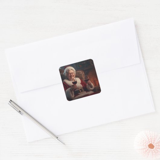 Mrs Claus Wine Stickers (Envelop)