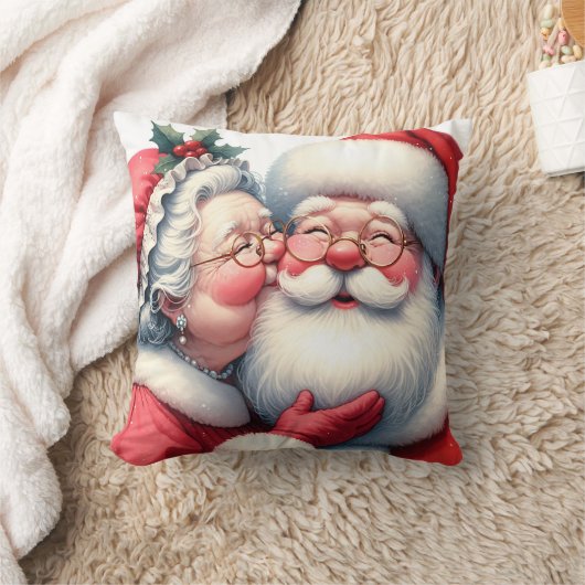 Mrs Clause Kissing Kerstman Kerstmis Kussen (Deken)