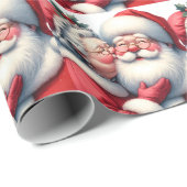 Mrs Clause Kissing Santa Schattige Kerstmis Cadeaupapier (Rol Hoek)