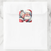 Mrs Clause Kissing Santa Schattige Kerstmis Vierkante Sticker (Tas)