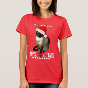 "Mrs Claws" Siamese kat lelijke kerstmis shirt