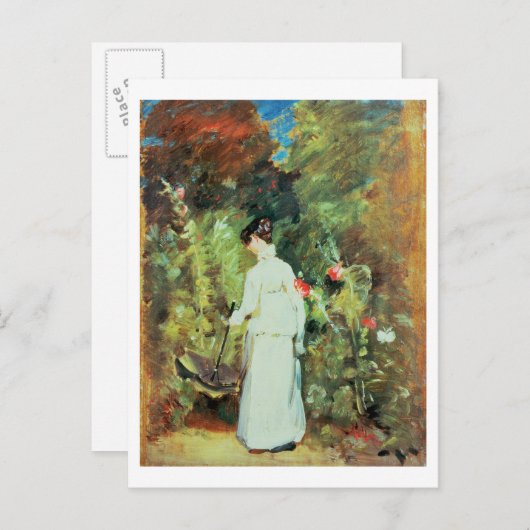 Mrs Constable in haar tuin Briefkaart (Voorkant / Achterkant)