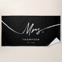 Mrs Custom Modern Black White Minimalist Script