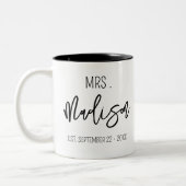 MRS Custom Naam Trouwdatum Gepersonaliseerde bruil Tweekleurige Koffiemok (Links)