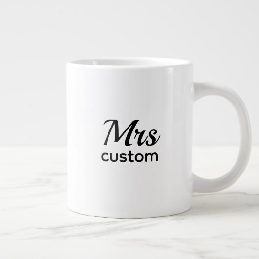 Mrs Custom Personalized Name Mug–Classic Minimalis Grote Koffiekop (Rechts)