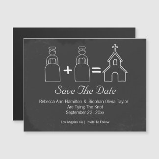 Mrs Doodle en Mrs Doodle Church redden de datum br Magnetische Uitnodiging