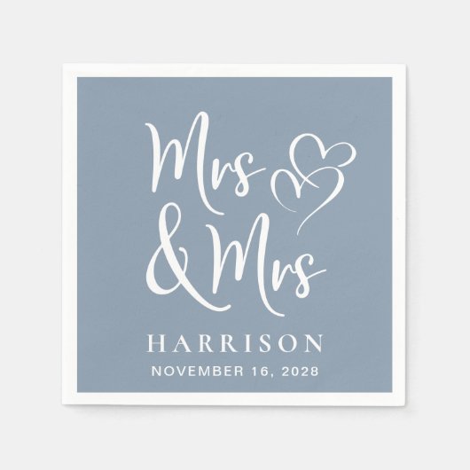 Mrs Dusty Blue Trouwreceptie Servet (Voorkant)