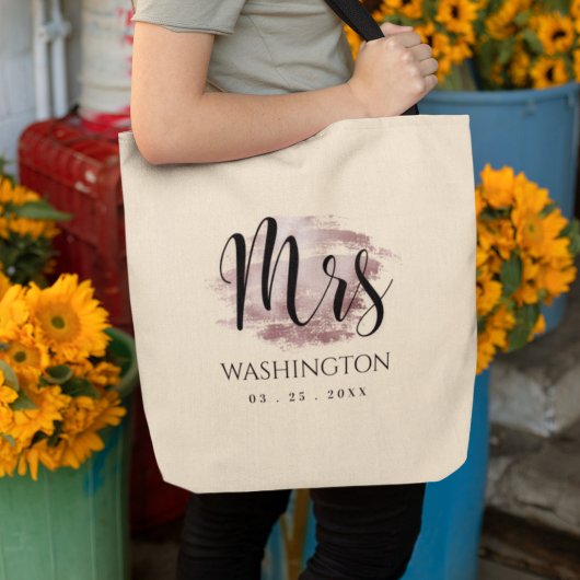 Mrs Elegant Script Roos Gold Wedding Monogram Tote Bag