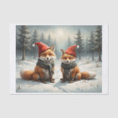Mrs en Mr. Christmas Fox met sjaal en kerstmuts Tissuepapier (Voorkant)