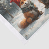 Mrs en Mr. Christmas Fox met sjaal en kerstmuts Tissuepapier (Detail)