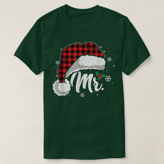 Mrs. en Mr. Santa Hat Buffalo Pset met Kerstmis T-shirt (Design voorkant)