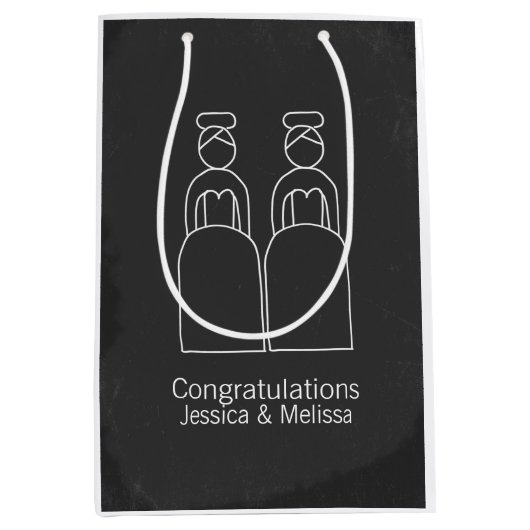 Mrs en Mrs dodle bruiden bruiloft gepersonaliseerd Medium Cadeauzakje (Voorkant)