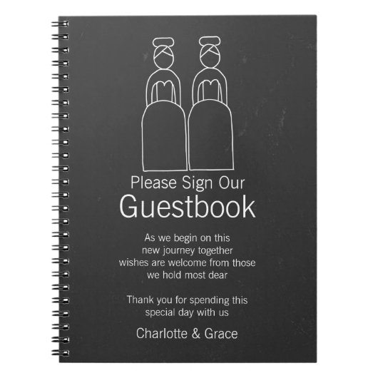 Mrs en Mrs Doodle Lesbische Bruiden Gastenboek Notitieboek (Voorkant)