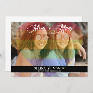 Mrs. en Mrs LGBTQ Transparent Heart Photo Overlay Save The Date