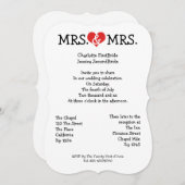 Mrs. en Mrs Love Heart Lesbian Wedding Kaart (Voorkant / Achterkant)