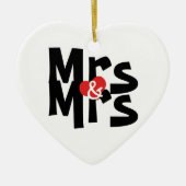 Mrs. en Mrs. Personalized Bold Font Lesbian Weddin Keramisch Ornament (Voorkant)