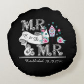 Mrs. en Mrs. Personalized Gay Wedding Gift Rond Kussen (Achterkant)